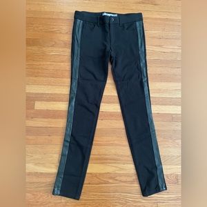 Paige Peg Super Skinny Faux Leather Tuxedo Pants - Size 26 Perfect for NYE